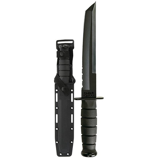 Ka-Bar 1245 Tanto 8 In Part Serrated 1095 Cro-Van Black Kraton