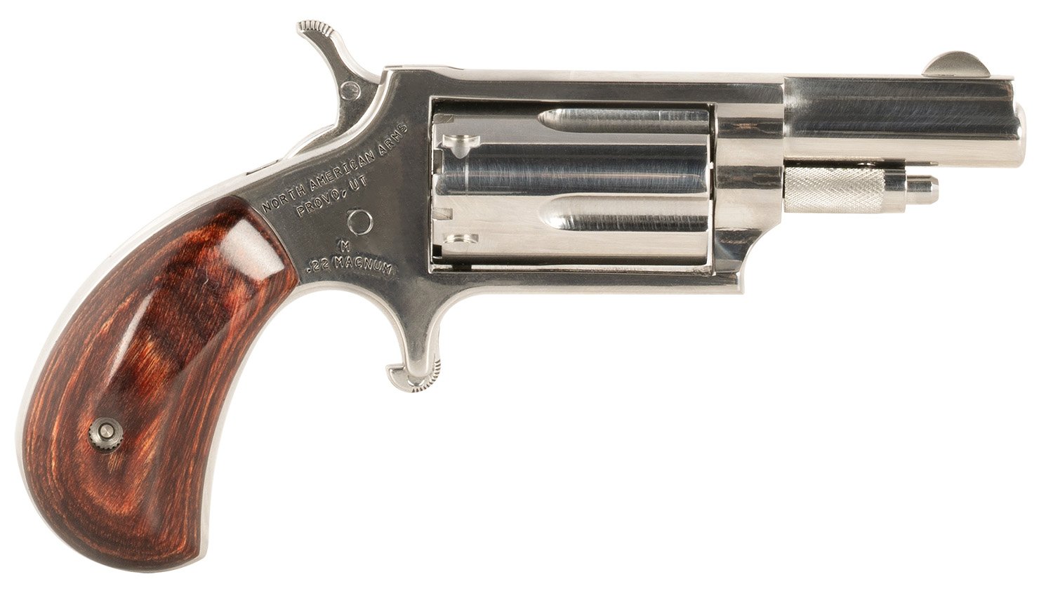 NAA 22MDLX LDLX 22 Mag 5 Shot 1.13" Polished Stainless Steel, Rosewood Grip, Exposed Hammer