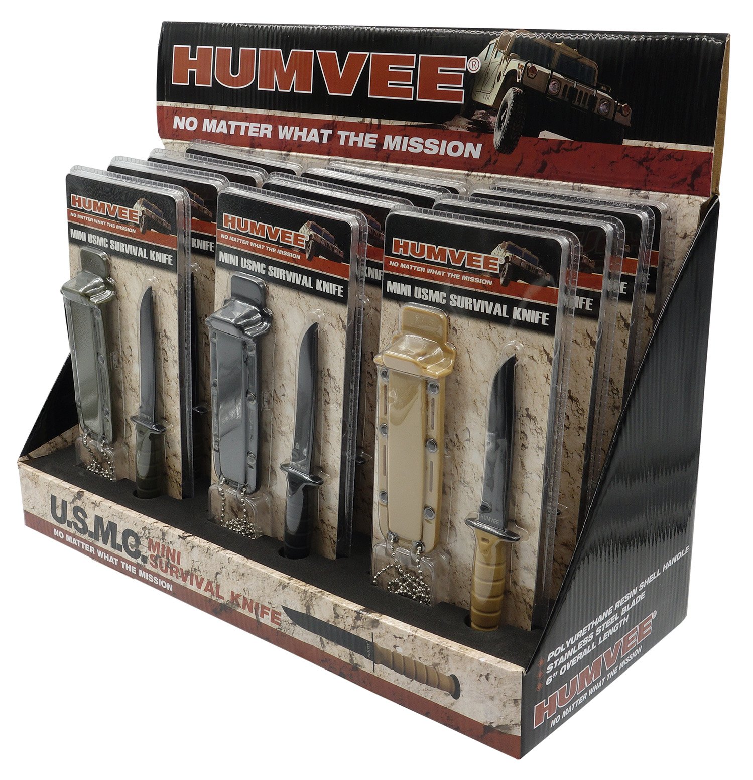 Humvee Adventure Gear HMVDBUSMC 3.5" Combat Knife Display - USMC