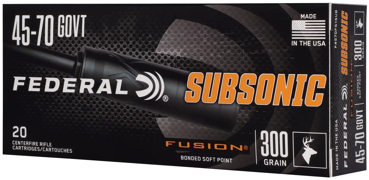 Federal 45-70 GOVT 300GR FUSION SUBSONIC 20 F4570FS1SUB