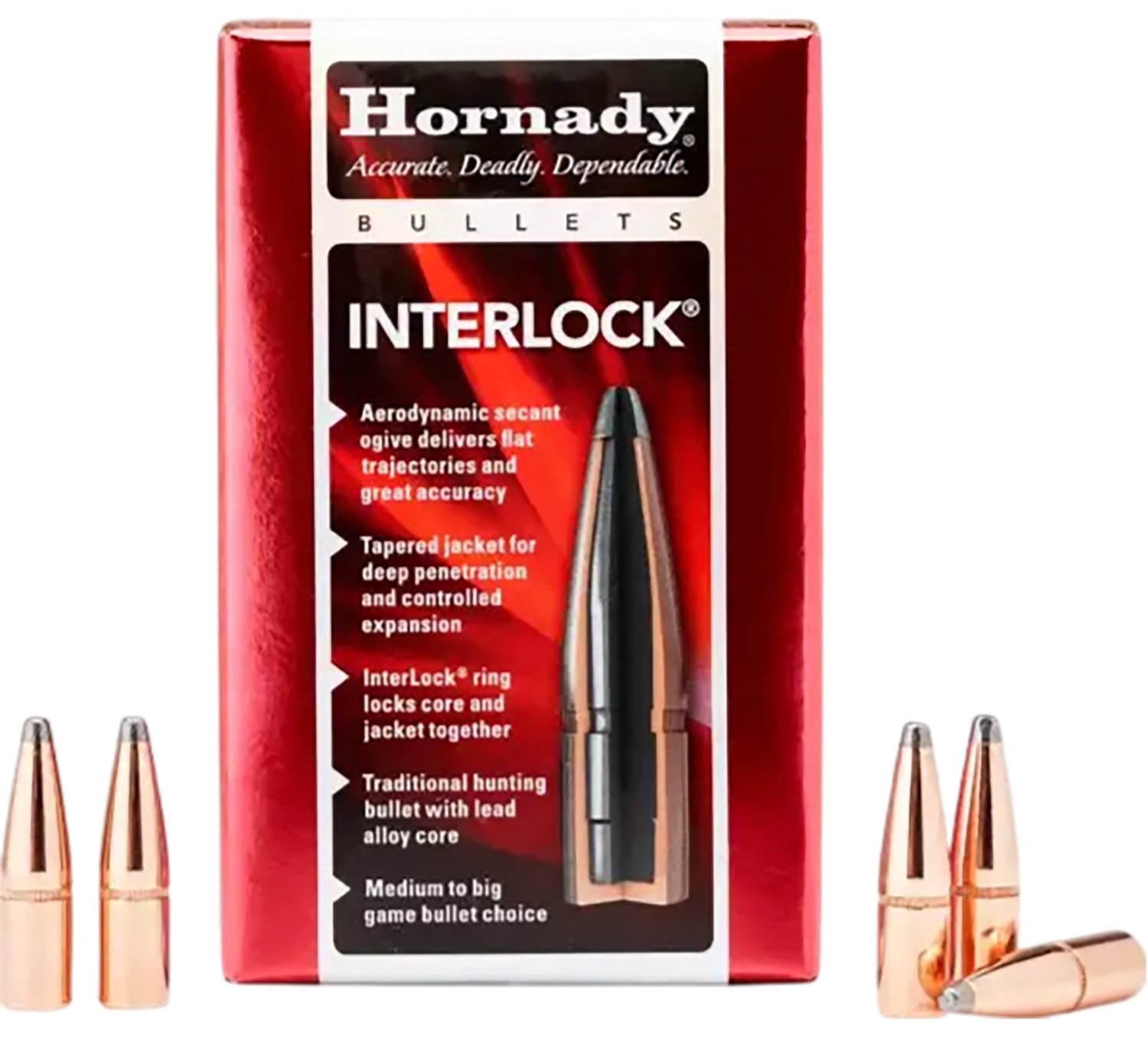 Hornady 3090 InterLock Hunting 30 Cal .308 220 gr Round Nose (RN) - Horn Hunter - 30 Caliber