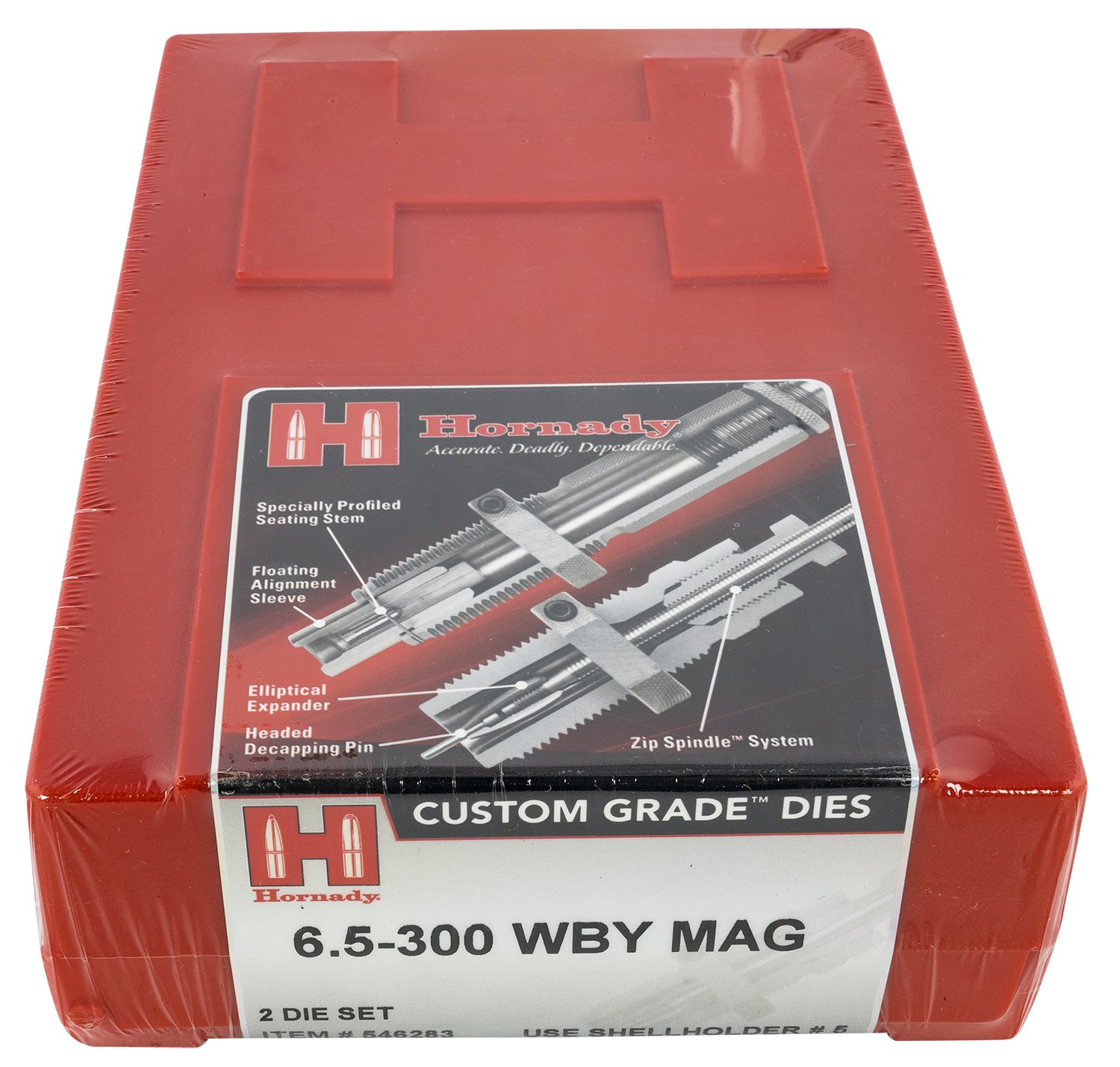 Hornady 546283 Custom Grade 2-Die Set 6.5-300 Wthby Mag Series IV - Horn Hunter - 6.5-300 WTHBY MAG