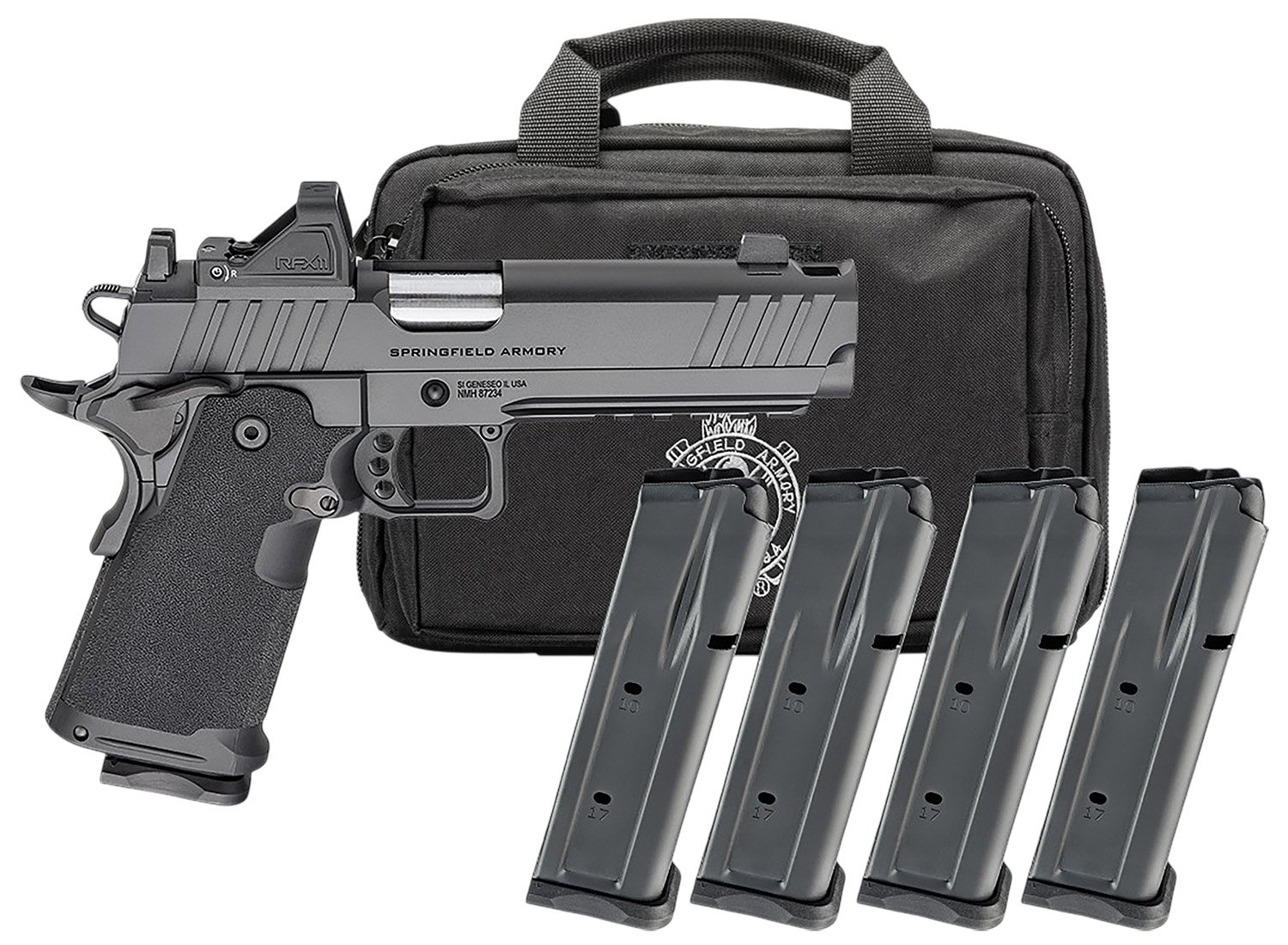 Buy Springfield Gear Pac DS Prodigy AOS Handgun 9mm Luger 17(3)&20(1)rd Magazines 5 Barrel Green Dot & Bag online