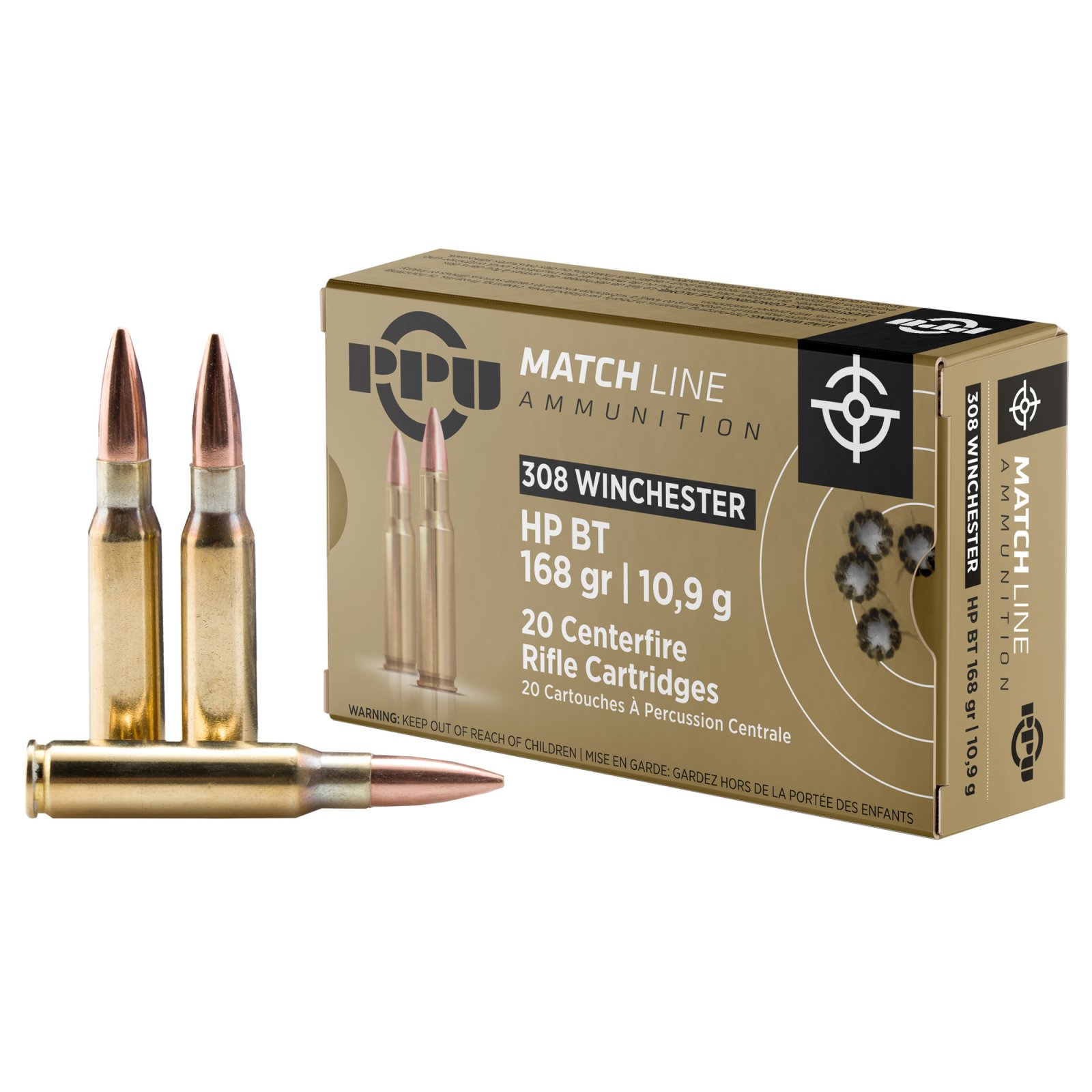 308 Win Match Ammo 168 gr Hollow Point Boat-Tail (HPBT) 308WIN 168gr - Prvi Partizan - .308 WINCHESTER