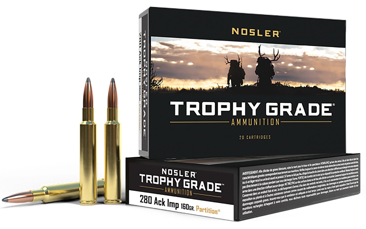 Nosler 60044 Trophy Grade 280 Ackley Improved 160 Grain Partition 20 Rounds - Nosler - NOSLER SPITZER PARTITION