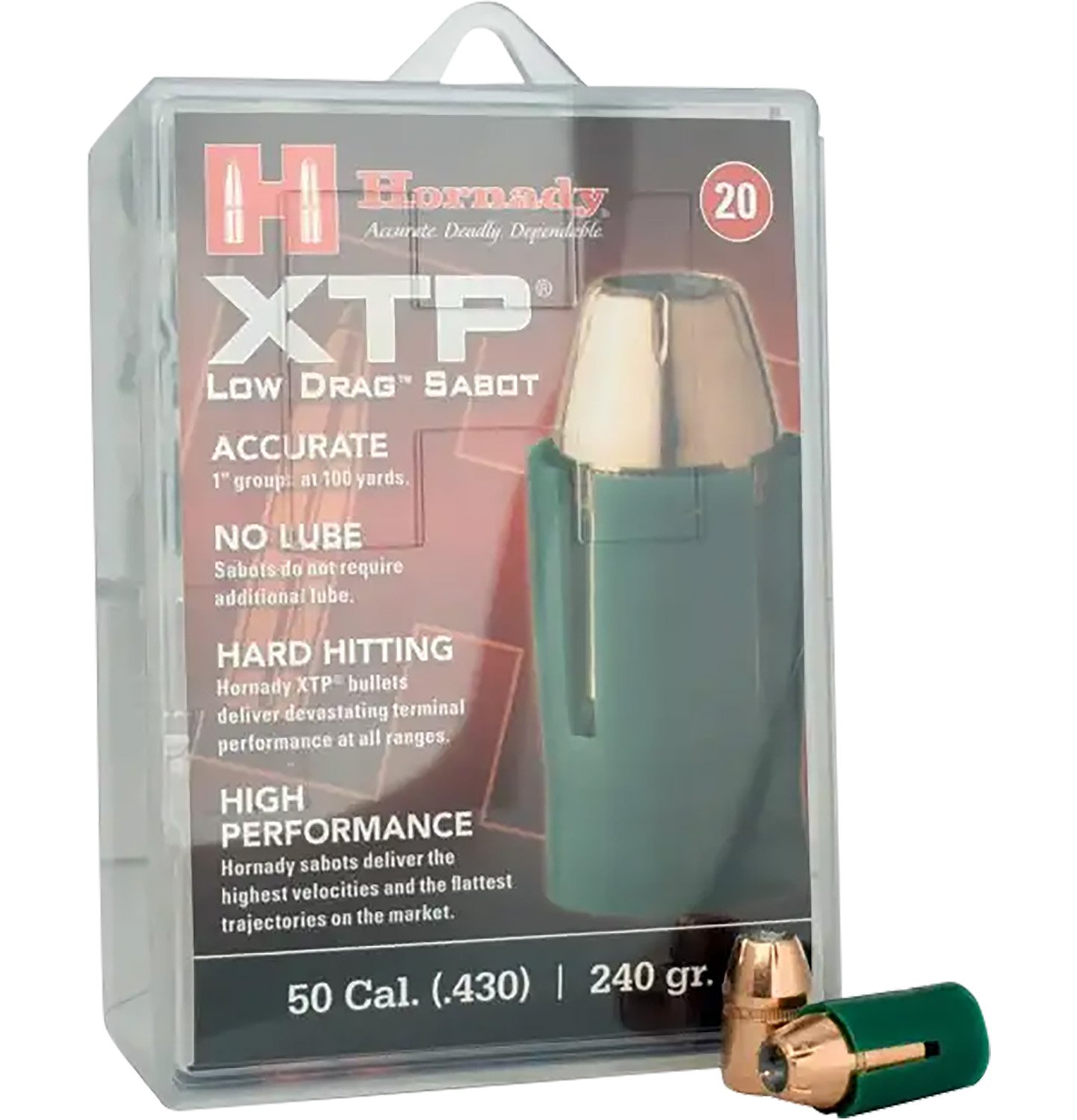 Hornady 6720 XTP 50 Caliber 240 Grain Hollow Point 20 Per Box - Horn Hunter - XTP HOLLOW POINT