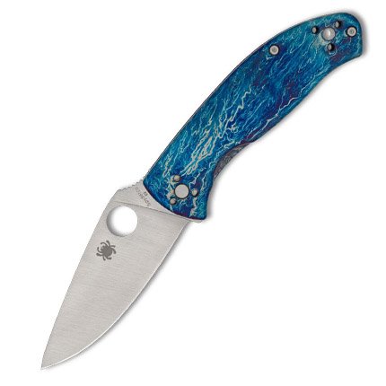 Spyderco C122TIBLD2P Tenacious Blue Titanium D2 Knife - Spyderco