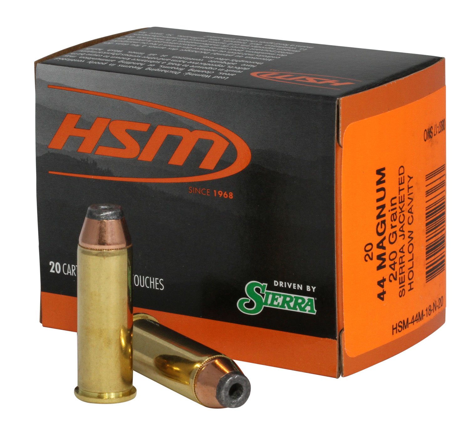 HSM 44M18N20 Pro Pistol .44 Rem Mag 240gr JHP 20 Rounds - HSM Ammunition - JACKETED HOLLOW CAVITY