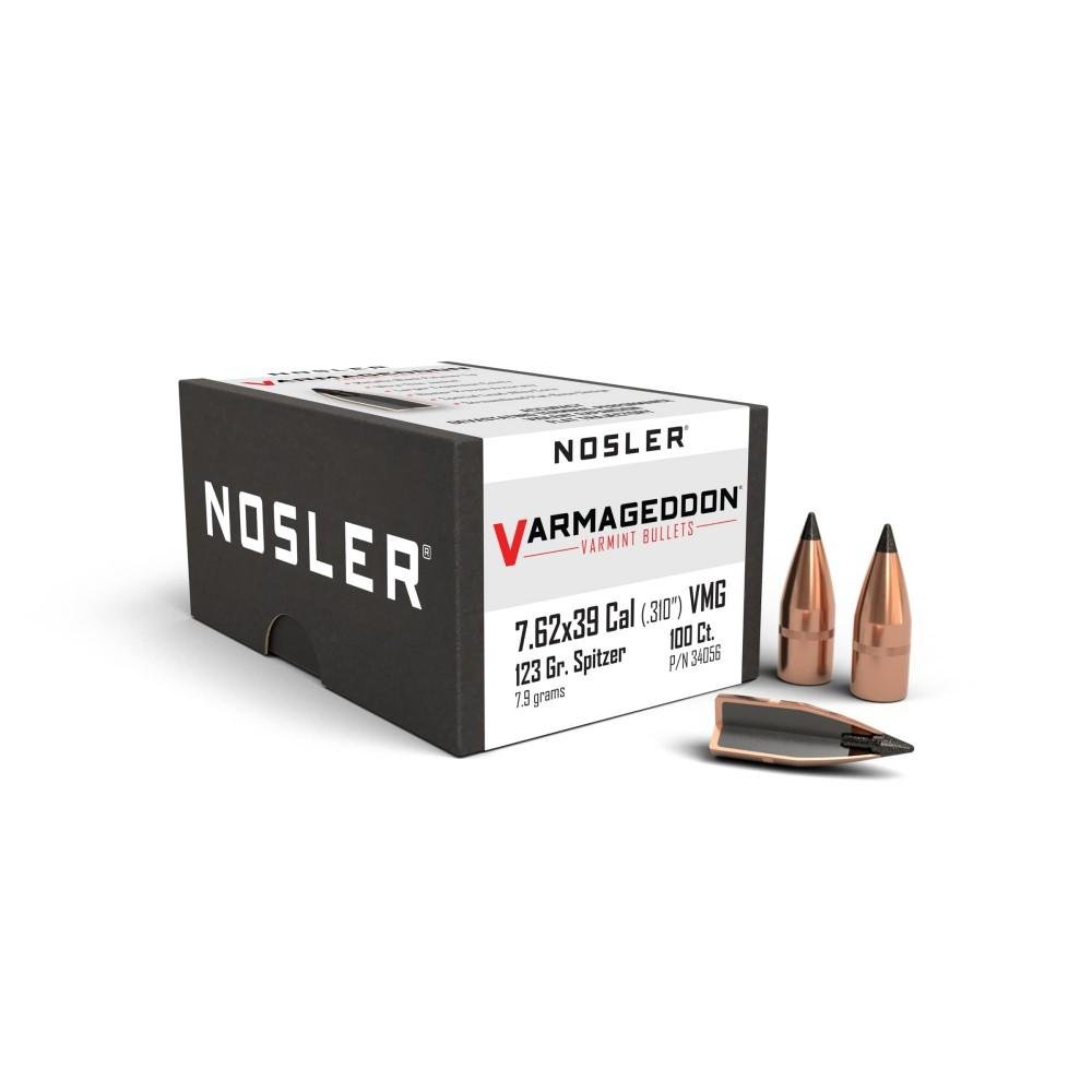 Nosler Varmageddon 7.62x39mm 123gr FB Tipped Rifle Bullets, .308 Caliber, 100 Count - Nosler