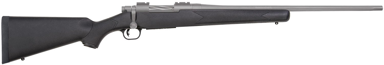Mossberg 28005 Patriot 243 Win 5+1 22" Fluted Barrel, Cerakote Stainless Steel, Spiral-Fluted Bolt, Synthetic Stock, Drop Box Magazine, Adjustable LBA Trigger - Mossberg - 243 Win