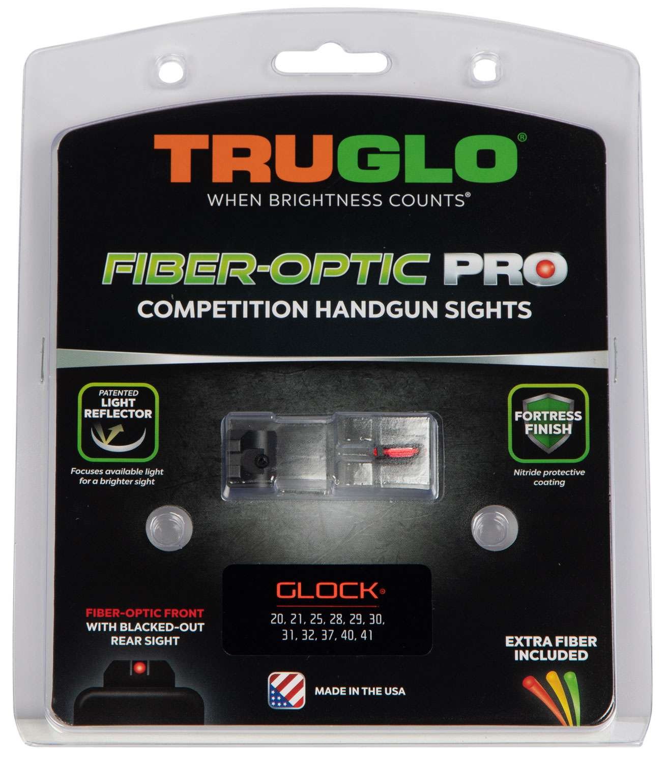 TruGlo TG132G2 Fiber-Optic Pro Sight for Glock 20/21, Black Nitride