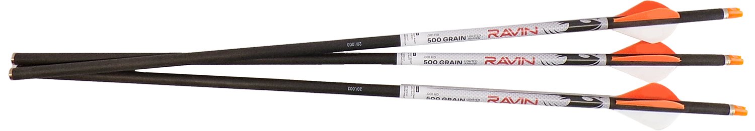 Ravin R144 Crossbow Arrows 500gr Lighted .001" Match Grade 3-Pack - Ravin Crossbows - LIGHTED ARROWS