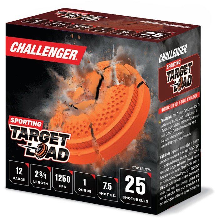 Challenger 2EX2810075 12 Gauge Sporting Clay Ammo 1oz 1250FPS #7.5 250ct - Vectan - 12 Gauge