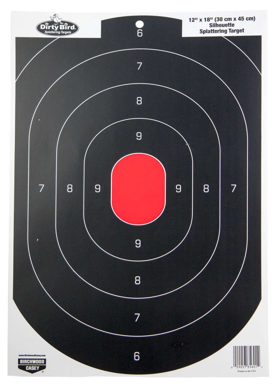Birchwood Casey Dirty Bird Silhouette Tagboard Hanging Pistol 12" x 18" Black/Red 100 Per - UPC: 029057356014