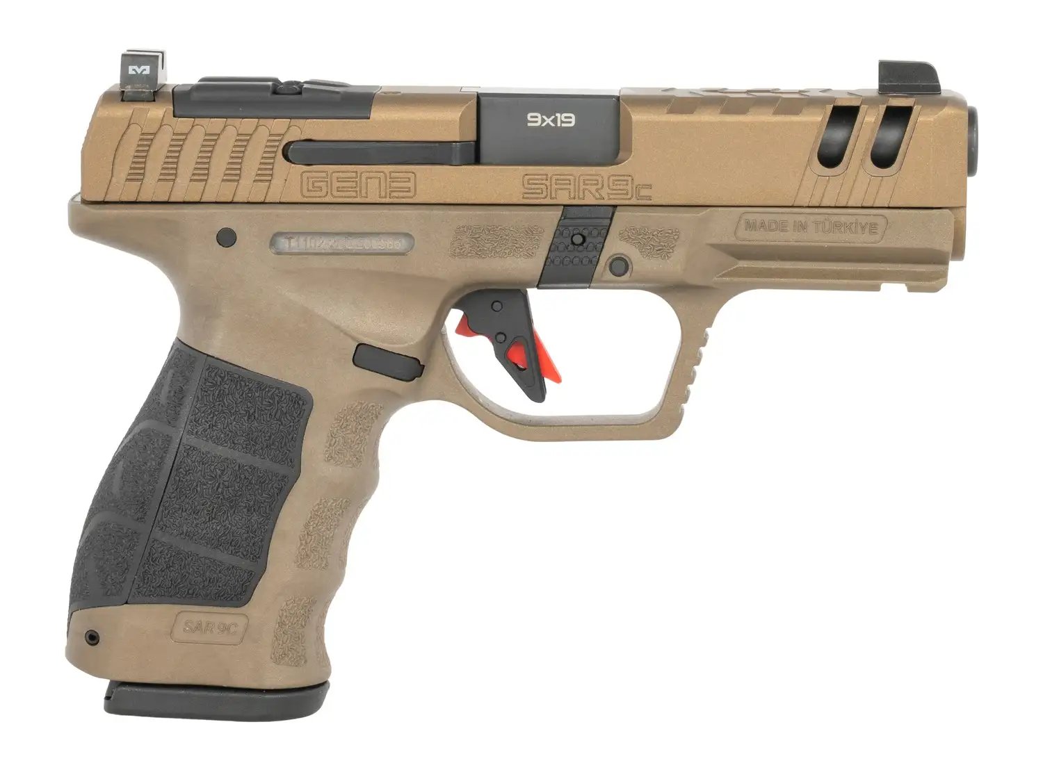 SAR SAR9 GEN 3 COMPACT HGA 9MM 4 IN BBL OPTICS READY NIGHT SIGHTS BRONZE 2/10RD MAGS