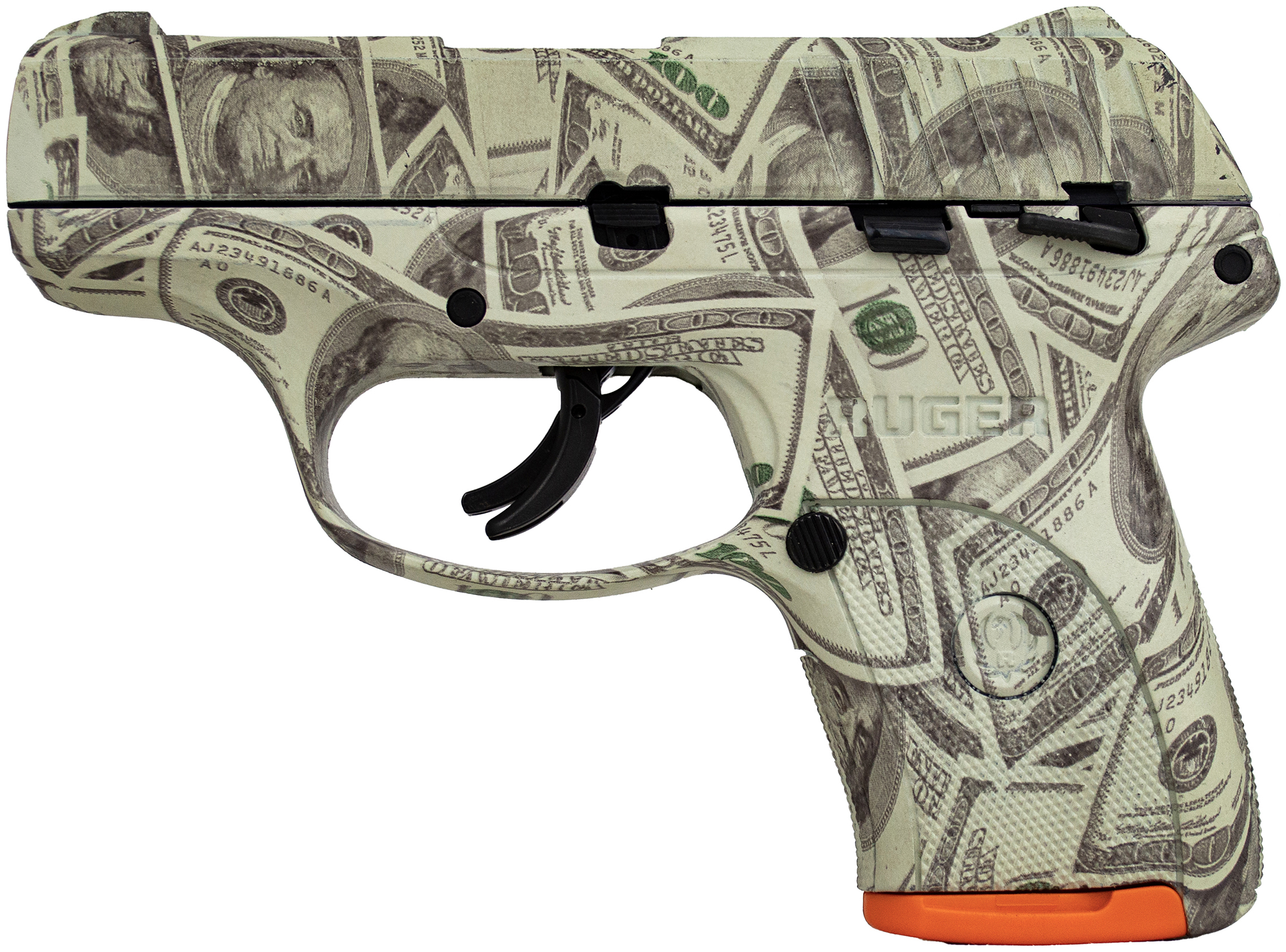 Ruger 3283BILLS EC9S 9mm 3.12" 8RD Striker-Fired $100 Bills Frame