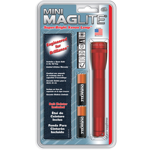 Maglite AA Mini Flashlight Holster Combo Pack Red