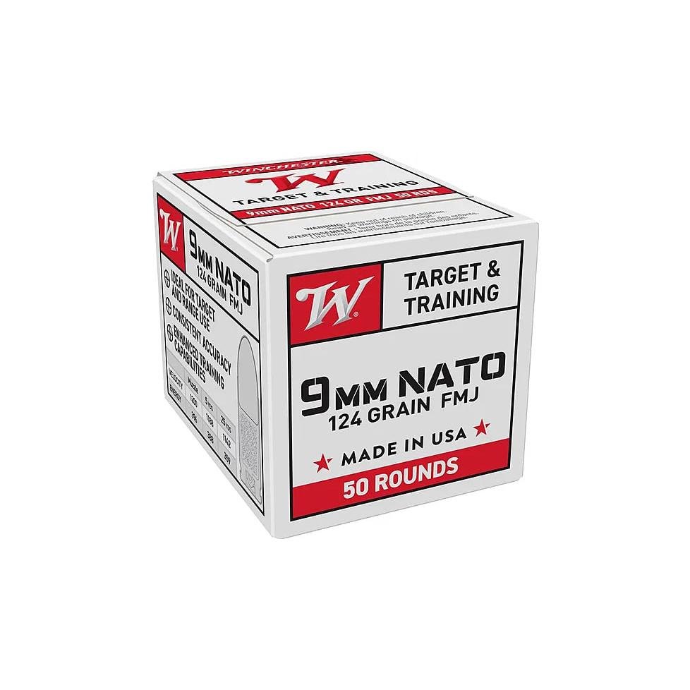Winchester W9NATO50 9mm NATO 124 Grain FMJ 50 Rounds Brass Case - Winchester - FULL METAL JACKET