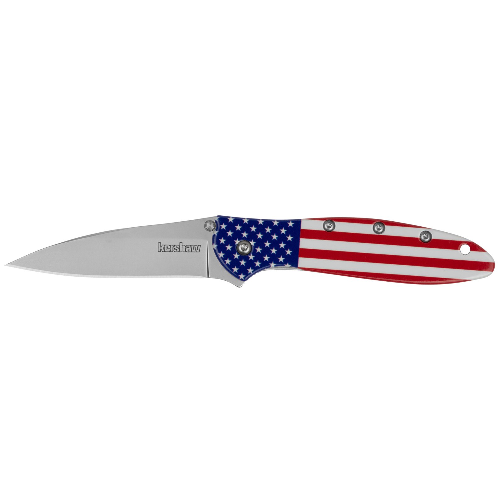 Kershaw 1660USA Leek 3" Drop Point Plain Blade USA Flag Design - Kershaw