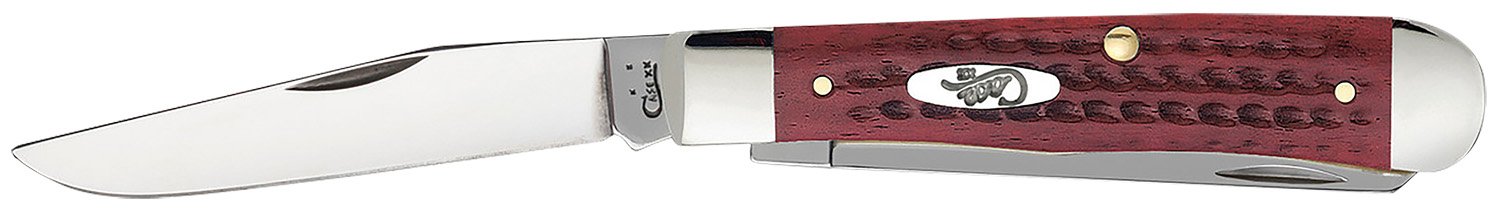 CASE CUTLERY Trapper 2BLD 4 1/8" Red Bone Knife - Case Cutlery - CLIP POINT/SPEY