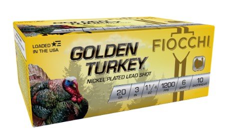 Fiocchi Golden Turkey Nickel plated Shotshells 20ga 3 1-1/4oz 1200 fps #6 10/ct - Fiocchi - 20 GAUGE