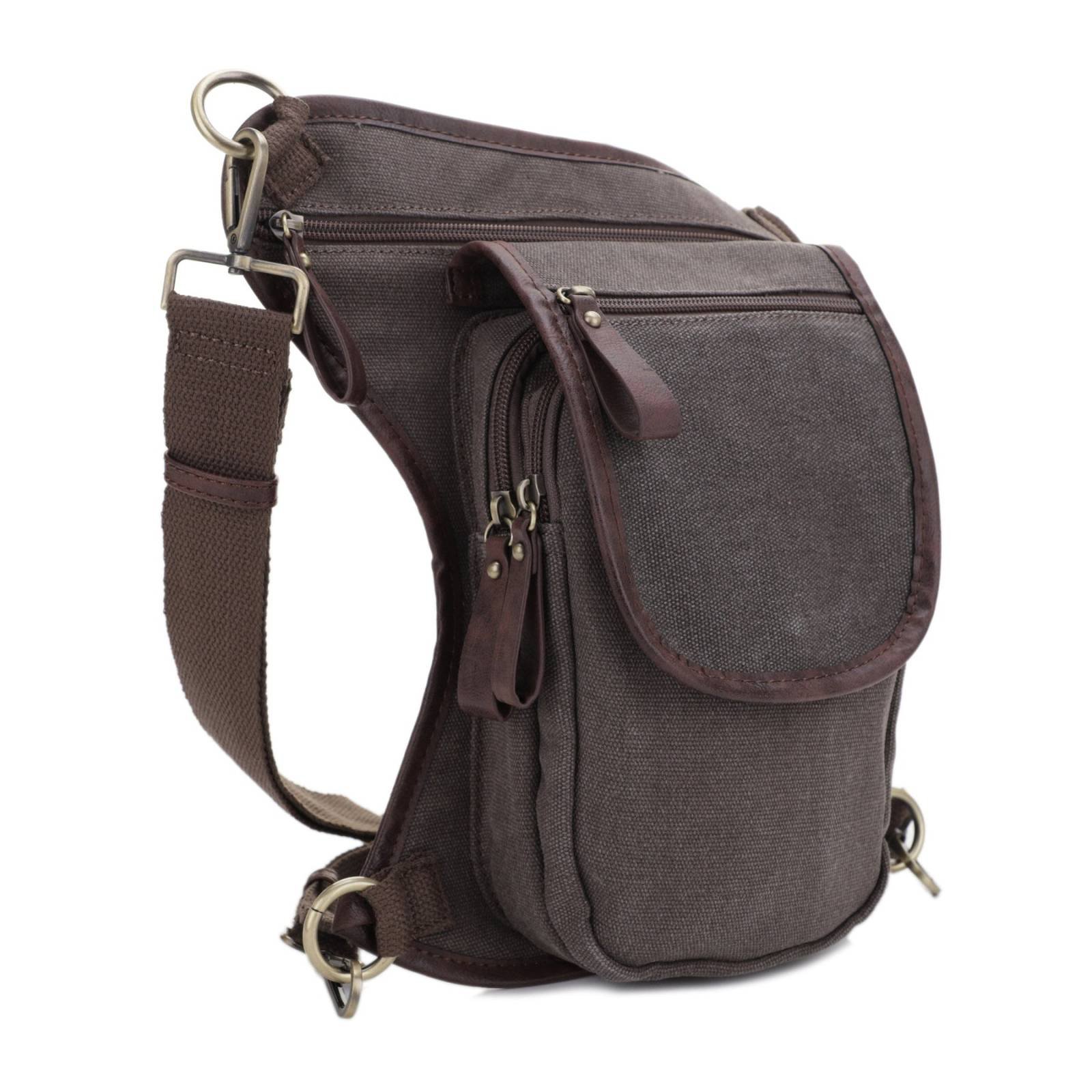 JESSIE & JAMES COUGAR CANVAS CONCEALED CARRY WAIST & LEG BAG 11.5 H X 10 W X 2.5 D ( GREY )