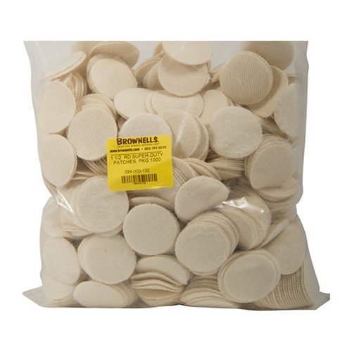 Brownells Heavy Duty Cotton Round Patches 1.5"/.35-.40 Cal 1000 Pk - Brownells - 9 MM
