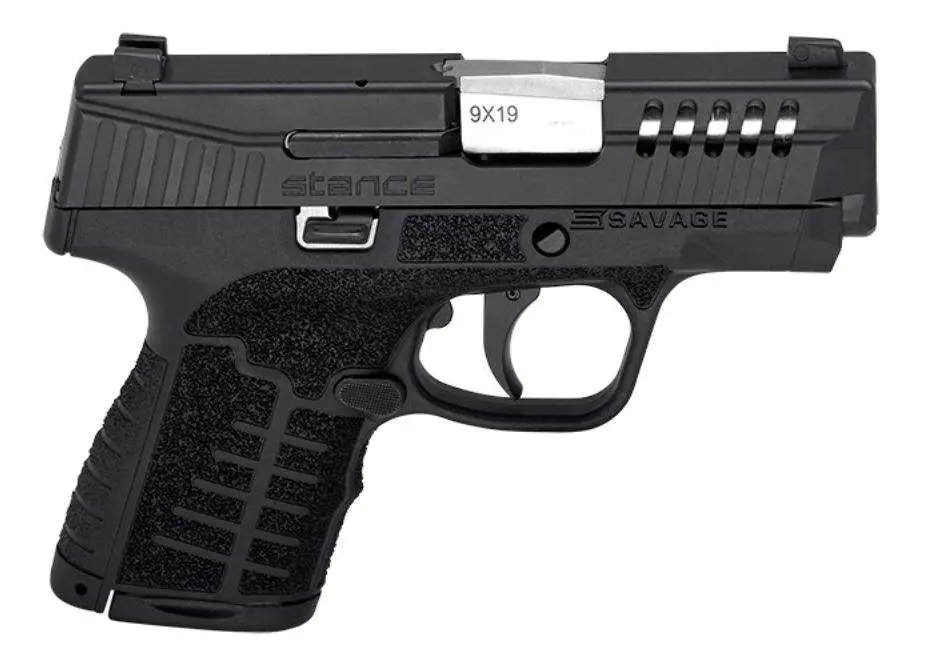 Savage Arms 67037 Stance 9mm Luger 3.20" 10+1,7+1 Overall Black Finish with Nitride Stainless Steel Ported Slide, Textured Interchangeable Backstraps Grip & TruGlo Night Sights - Savage Arms