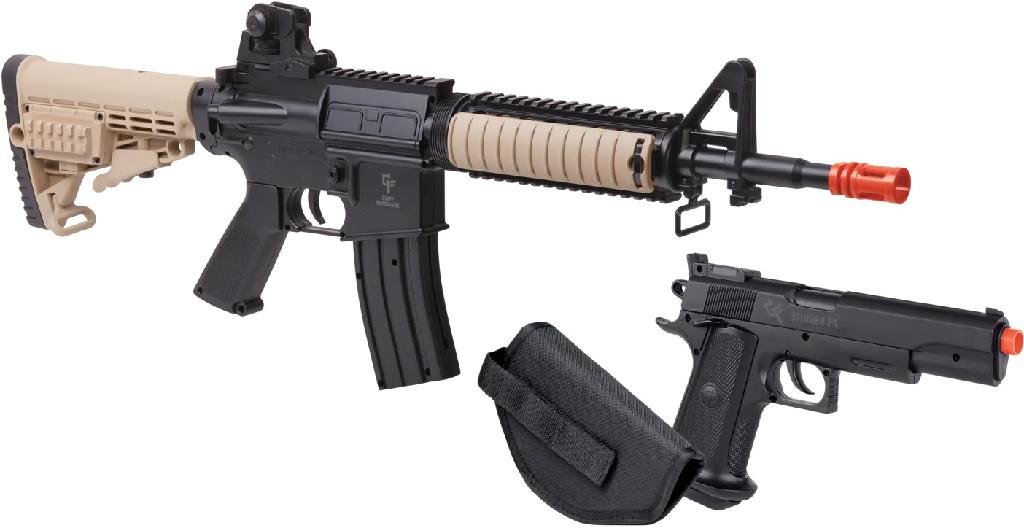 Crosman Gameface Warrior Airsoft Kit - Rifle & Pistol Combo with Holster & Ammo