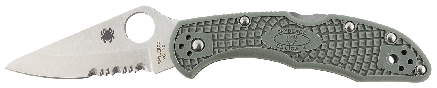 Spyderco C11PSFG Delica 4 2.88" Part Serrated VG-10 Blade Foliage Green