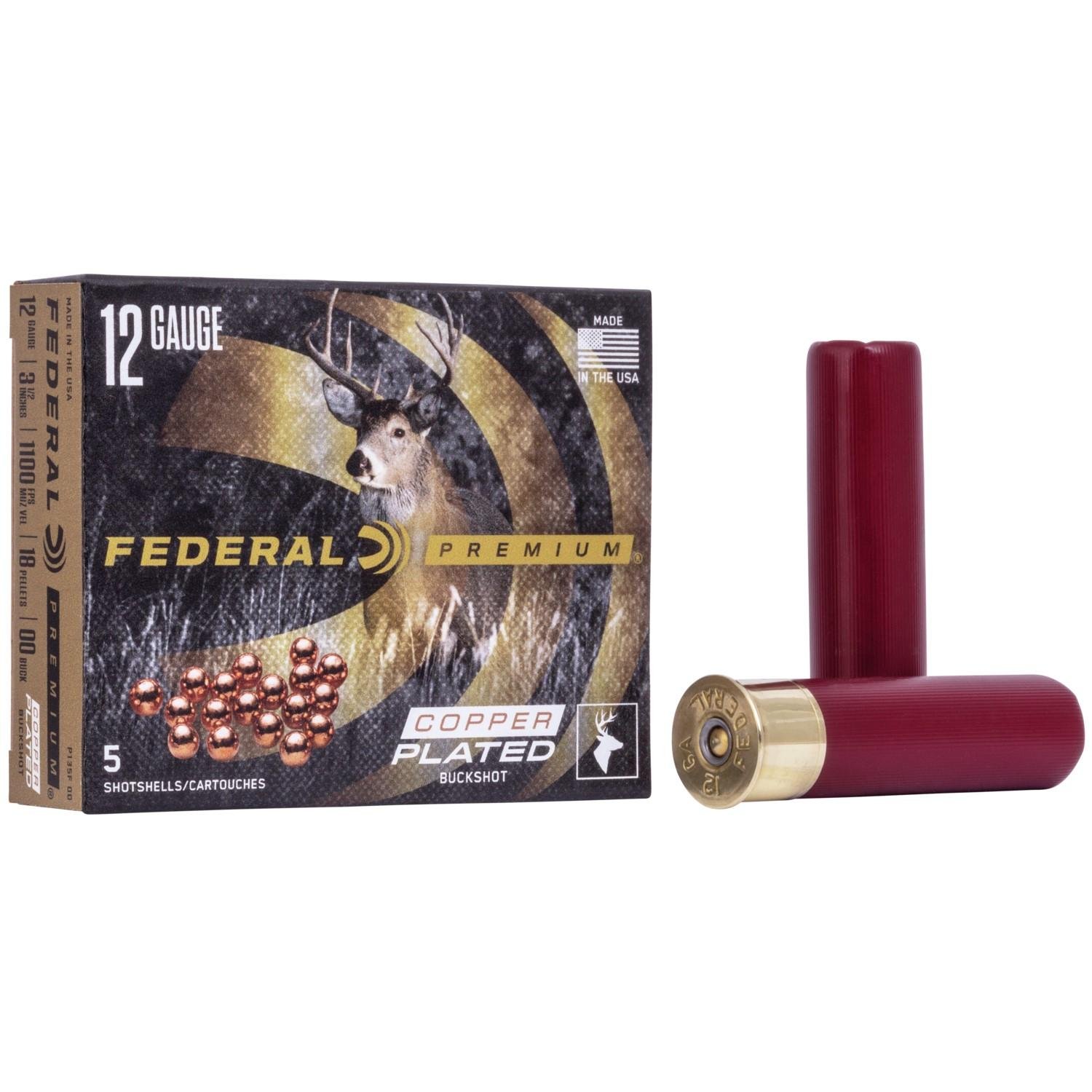 Federal Premium Magnum 12 Gauge 3.50" 18 Pellets 2 1/4 oz 00 Buck Shot - 5 Per Box/ 50 - Federal Premium Ammunition - 12 Gauge
