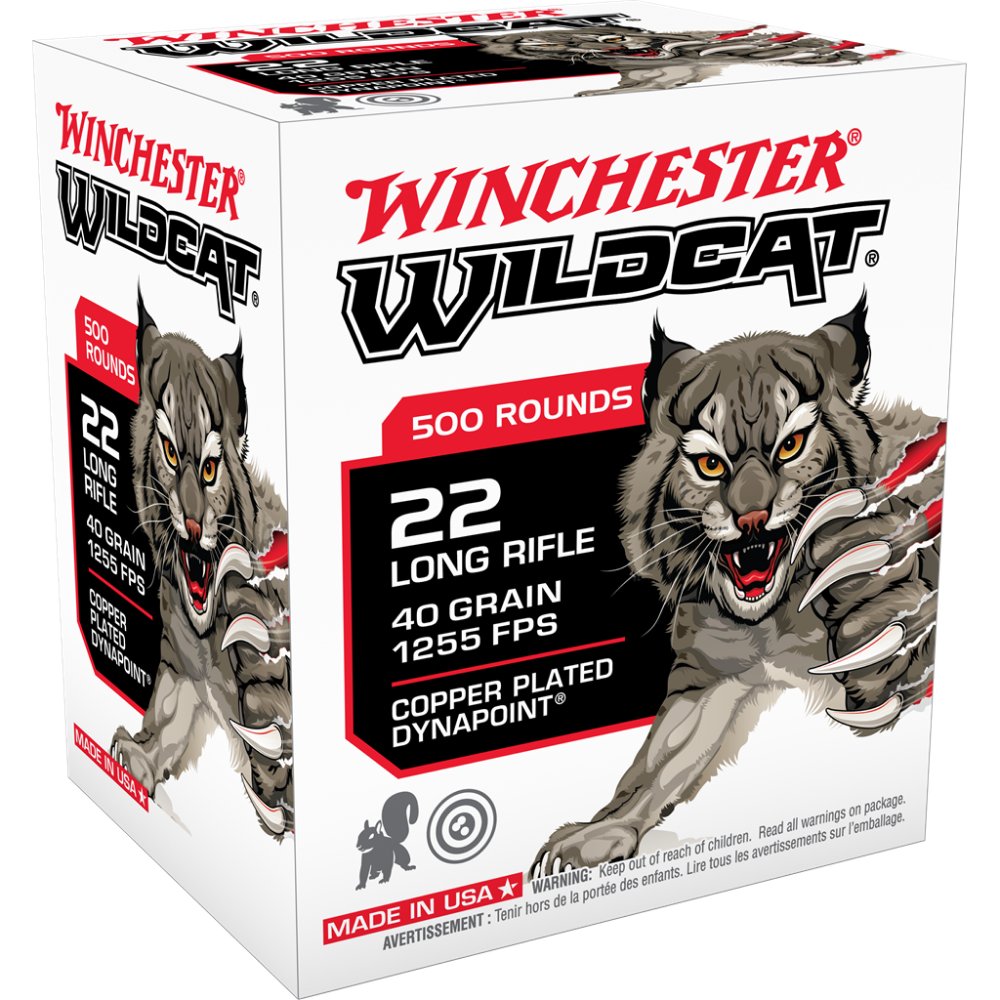 Winchester Wildcat .22LR Ammo 500 Rounds 40GR CP Dynapoint 1255fps WW22LRB