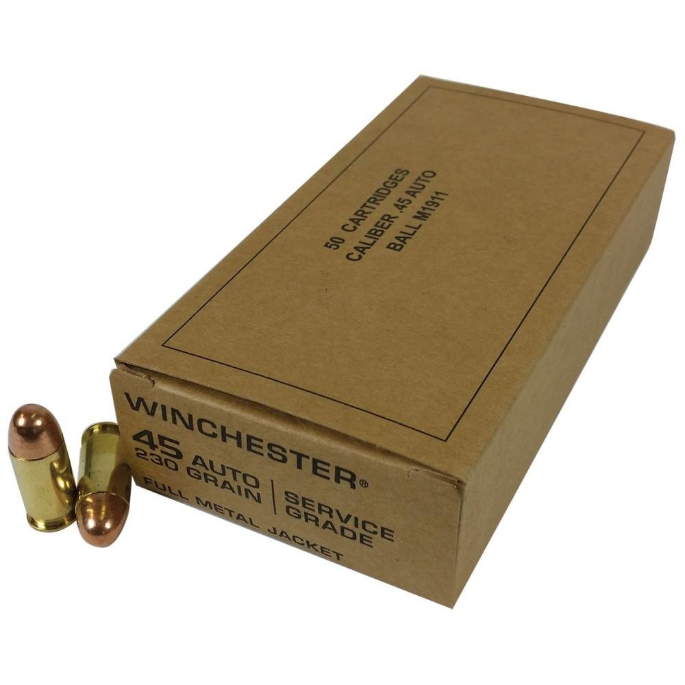 Winchester Ammo SG45W USA Service Grade 45ACP 230gr Full Metal Jacket 50 - Winchester - FULL METAL JACKET