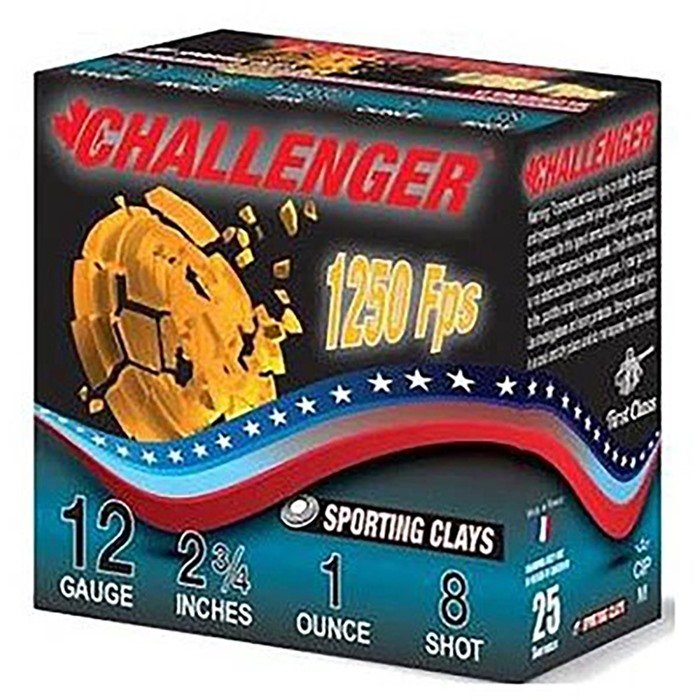 Challenger 2EX2810008 12 Gauge Sporting Clay Ammo 1oz 1250FPS #8 250ct - Vectan - 12 Gauge