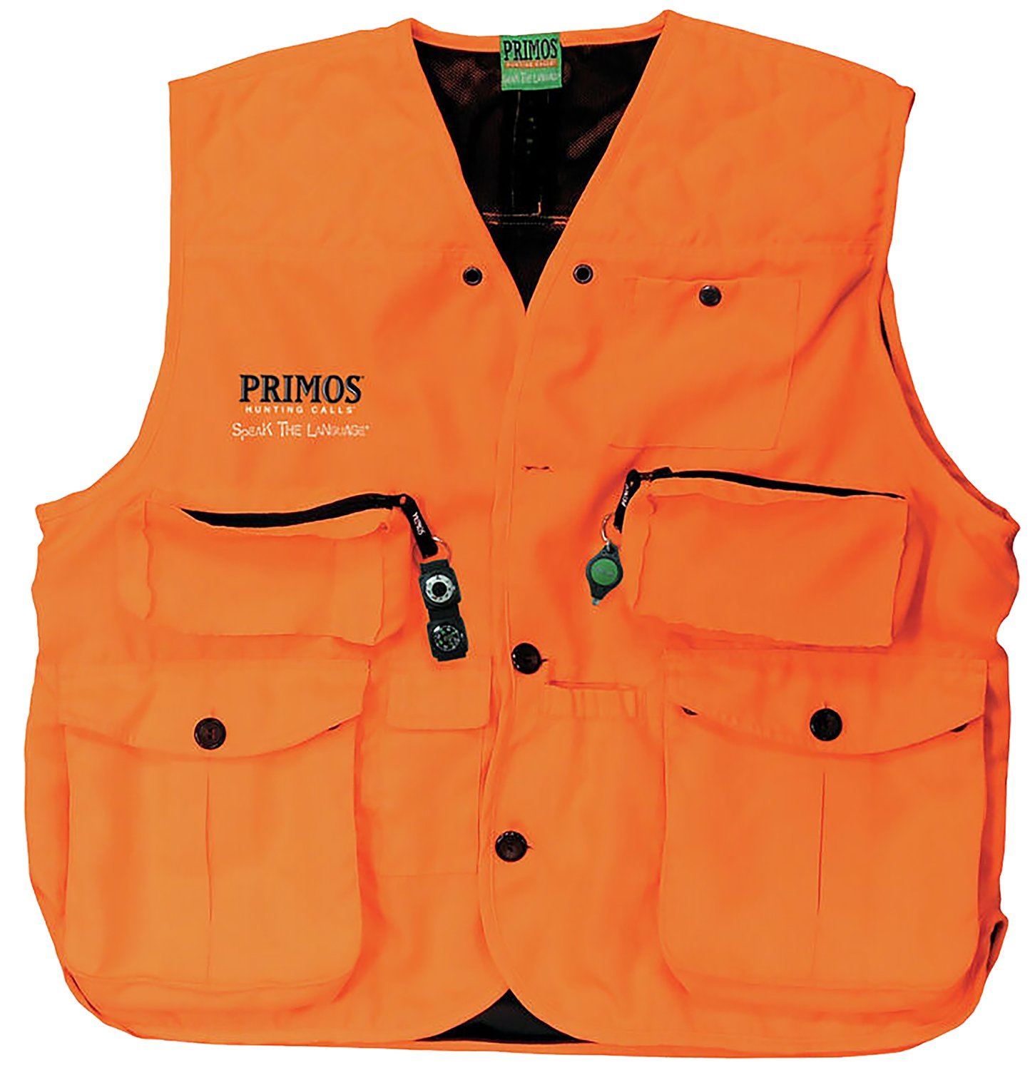 Primos 65702 Gunhunter's Vest Large Blaze Orange Waterproof Capacity 2 - Primary Arms