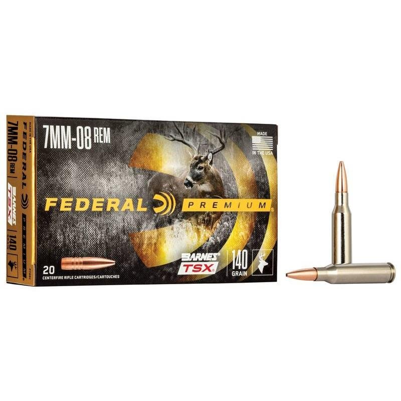 Federal P708C Premium Hunting 7mm-08 Rem 140 gr Barnes TSX 20 Per Box/ 10 Cs - Federal Premium Ammunition - BARNES TSX