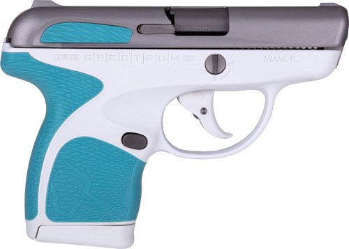 Taurus Spectrum 380 Automatic Colt Pistol (ACP) Double 2.80" 6+1/7+1 White Polymer Frame Cyan Polymer Grip Stainless Steel Slide