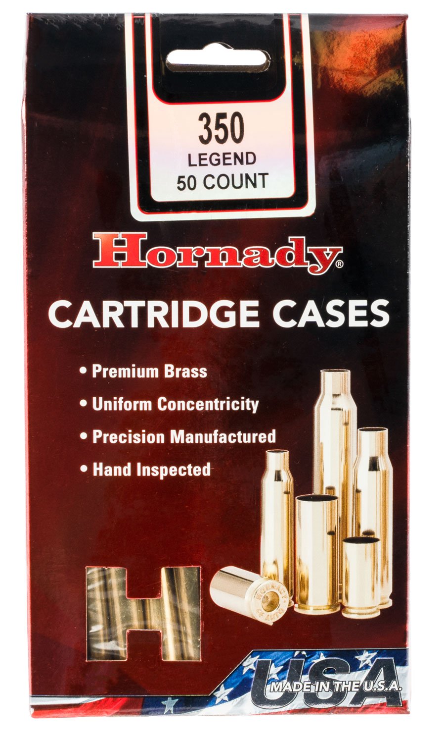 Hornady 87296 Unprimed Brass Cases .350 Legend 50 Count Box - Horn Hunter - BRASS