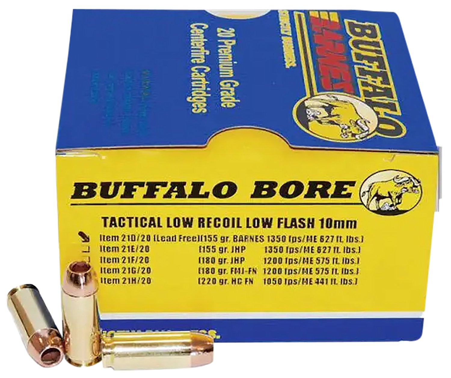 Buffalo Bore 21D20 10mm Auto 155gr Barnes TAC-XP Lead-Free Ammo 20/Box - BBA