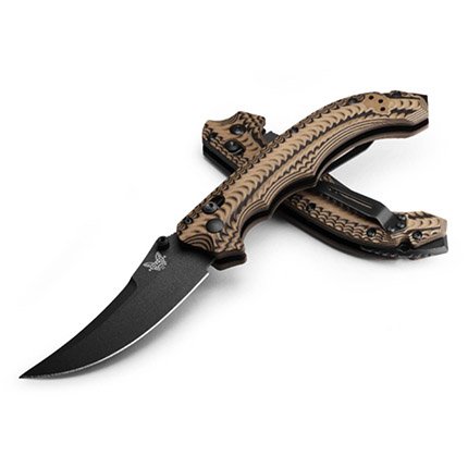 MINI BEDLAM, AXS, SCIMITAR BLADE 3.45" CPM-S90V STEEL BLADE COYOTE/BLACK/OD LAYERED G10 HANDLE