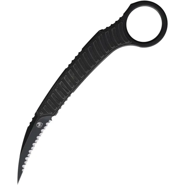 Microtech 215-3DBKS-FLAG Feather 2.25 In Full Serrated Black Handle