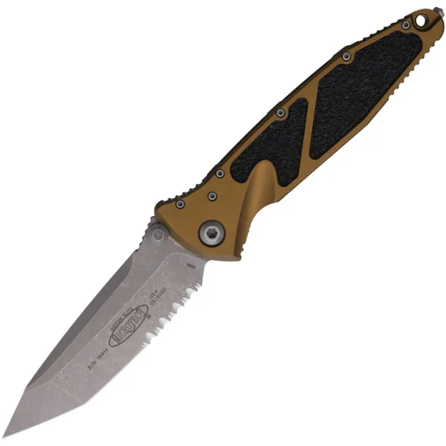 Microtech Socom Elite 161-11APTA 3.98 In T/E Apocalyptic Serrate Tan Handle