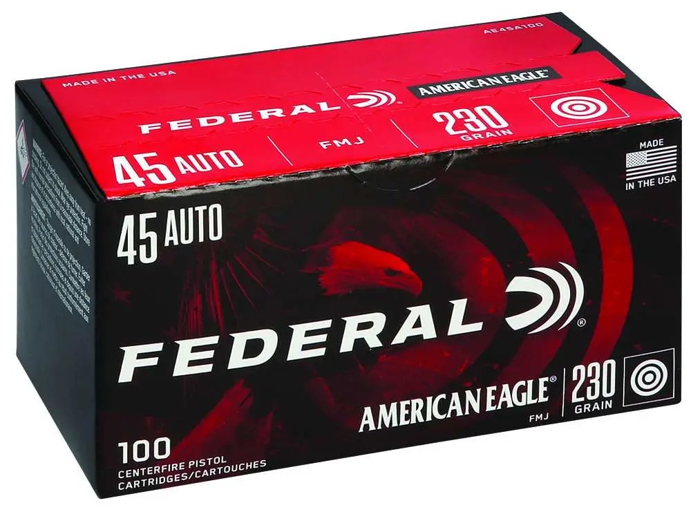 Federal AE45A100 45 ACP 230 Grain Full Metal Jacket 100 Rounds Box - Federal Premium Ammunition - FULL METAL JACKET