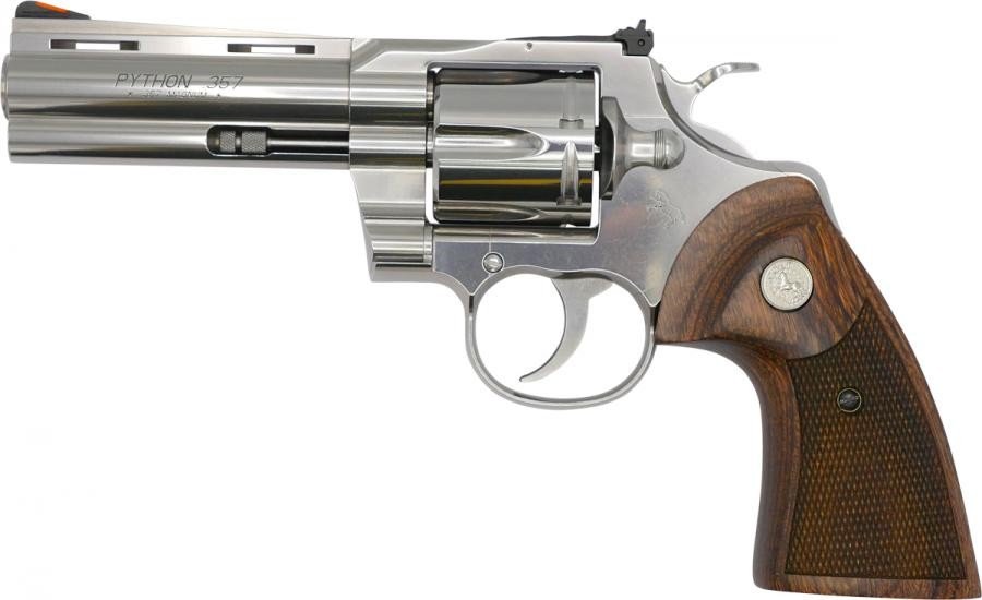 Colt Python 357 Magnum Revolver 6 Round 4.25" Stainless Steel Walnut...