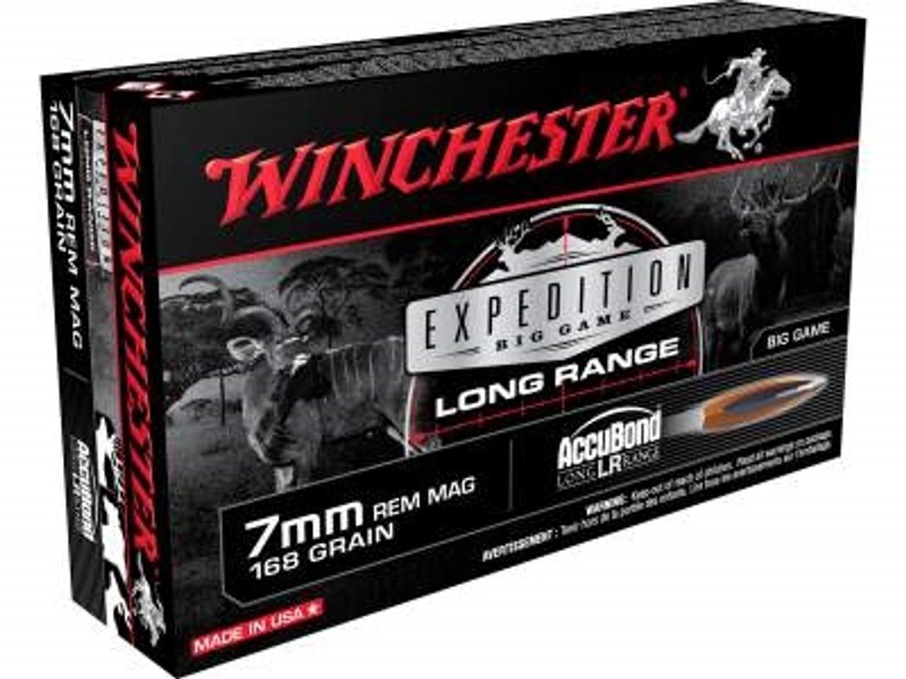 Winchester Ammo S7LR Expedition Big Game Long Range 7mm Rem Mag 168 gr Nosler AccuBond Long-Range 20 Per Box/10 Cs - Winchester - NOSLER ACCUBOND LONG-RANGE