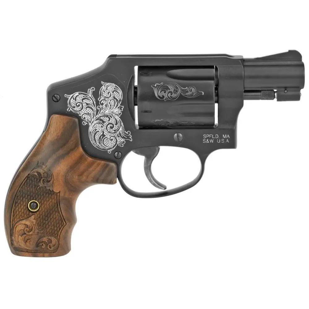 S&W 442 38 Special +P 1.9in 5rd Matte Black Revolver with Engraving 150785 - Smith & Wesson - 38 Special