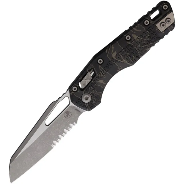 Microtech MSI 3.88 In Part Serrated Apocalyptic Tiger Stripe Camo