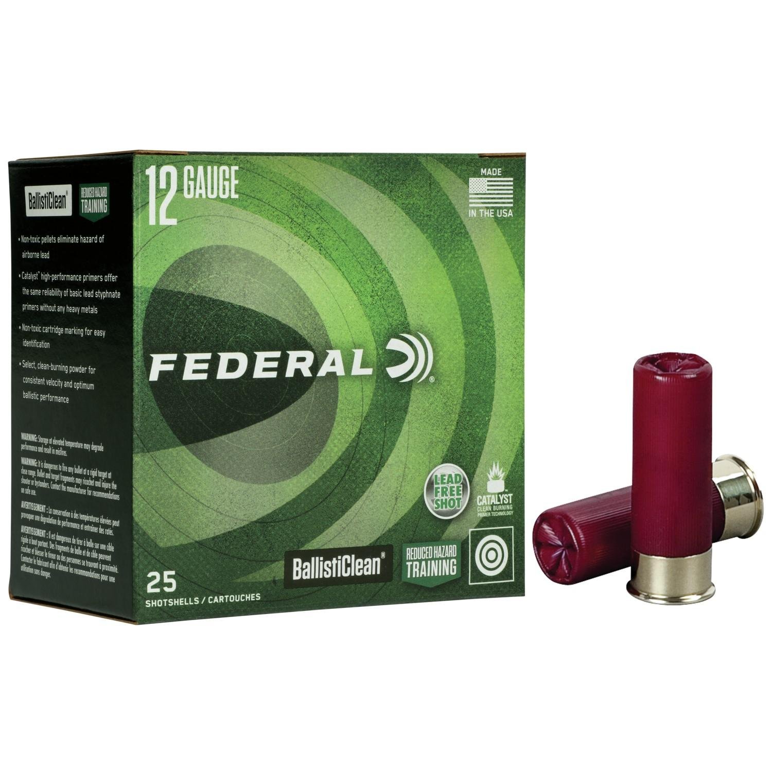 Federal Ballisticlean Frangible 12 Gauge Ammo 25 Rounds 2-3/4" 00 Buckshot 9 Pellets - Federal Premium Ammunition - 12 Gauge
