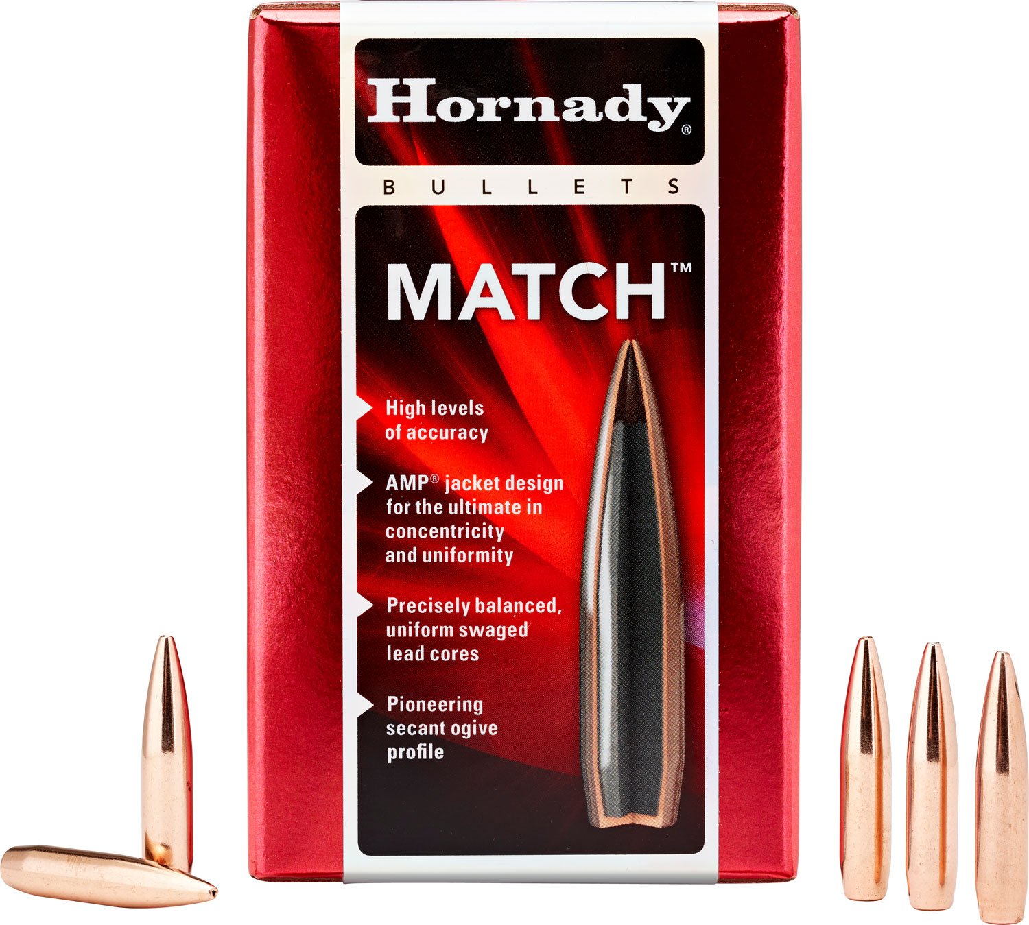 Hornady 30501 Match 30 Caliber .308 168 Grain Boat Tail Hollow Point 100 Ro - Hornady Manufacturing Company - 30 Caliber