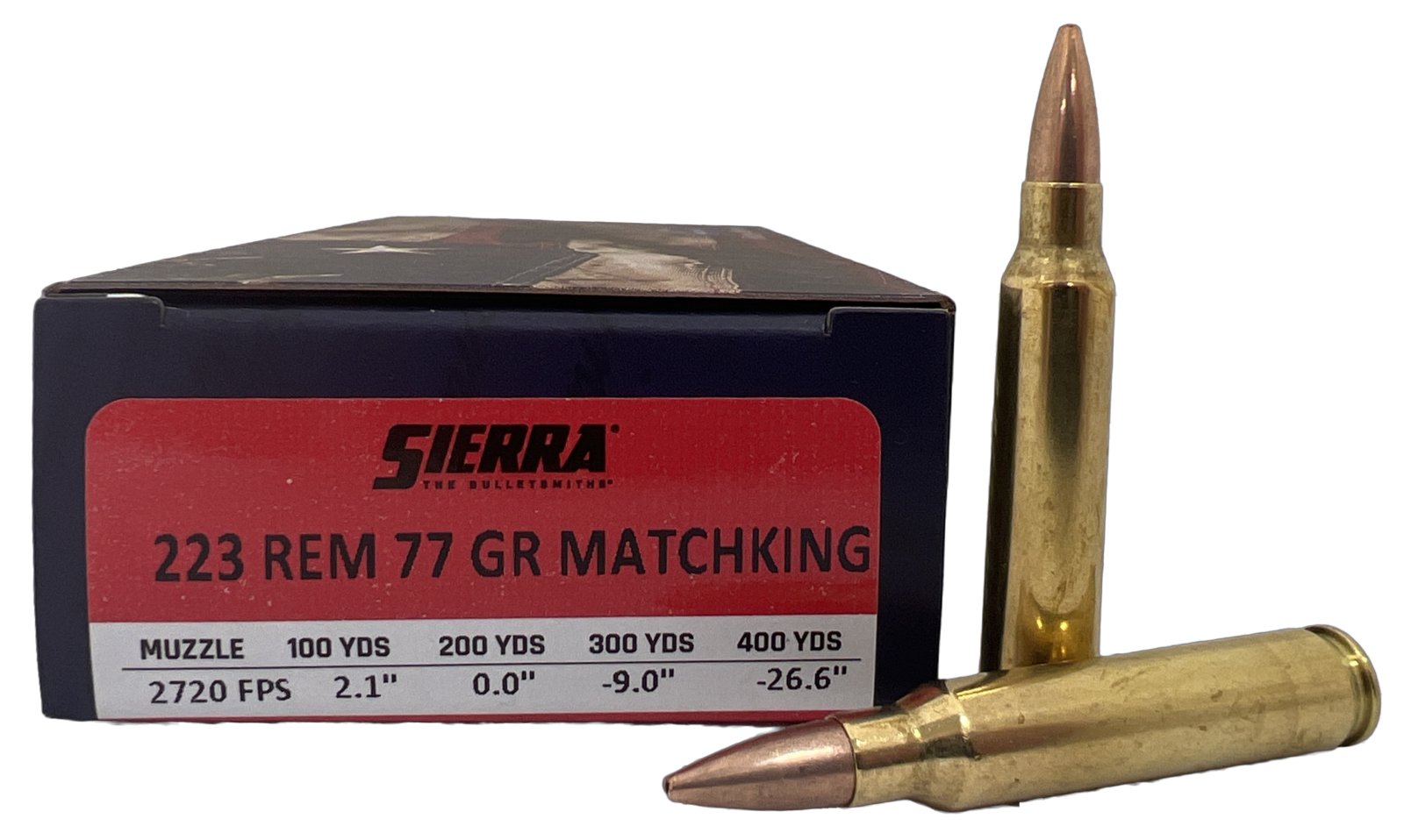 Buy Sierra A937709F 223 REM 77GR HP BT Ammo, 20 Rounds, Folds of Honor Edition online